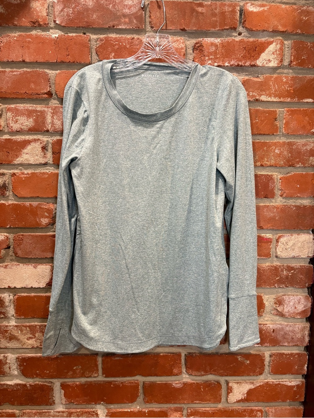 Athleta Uptempo Top Heathered Gray Long Sleeve Size M